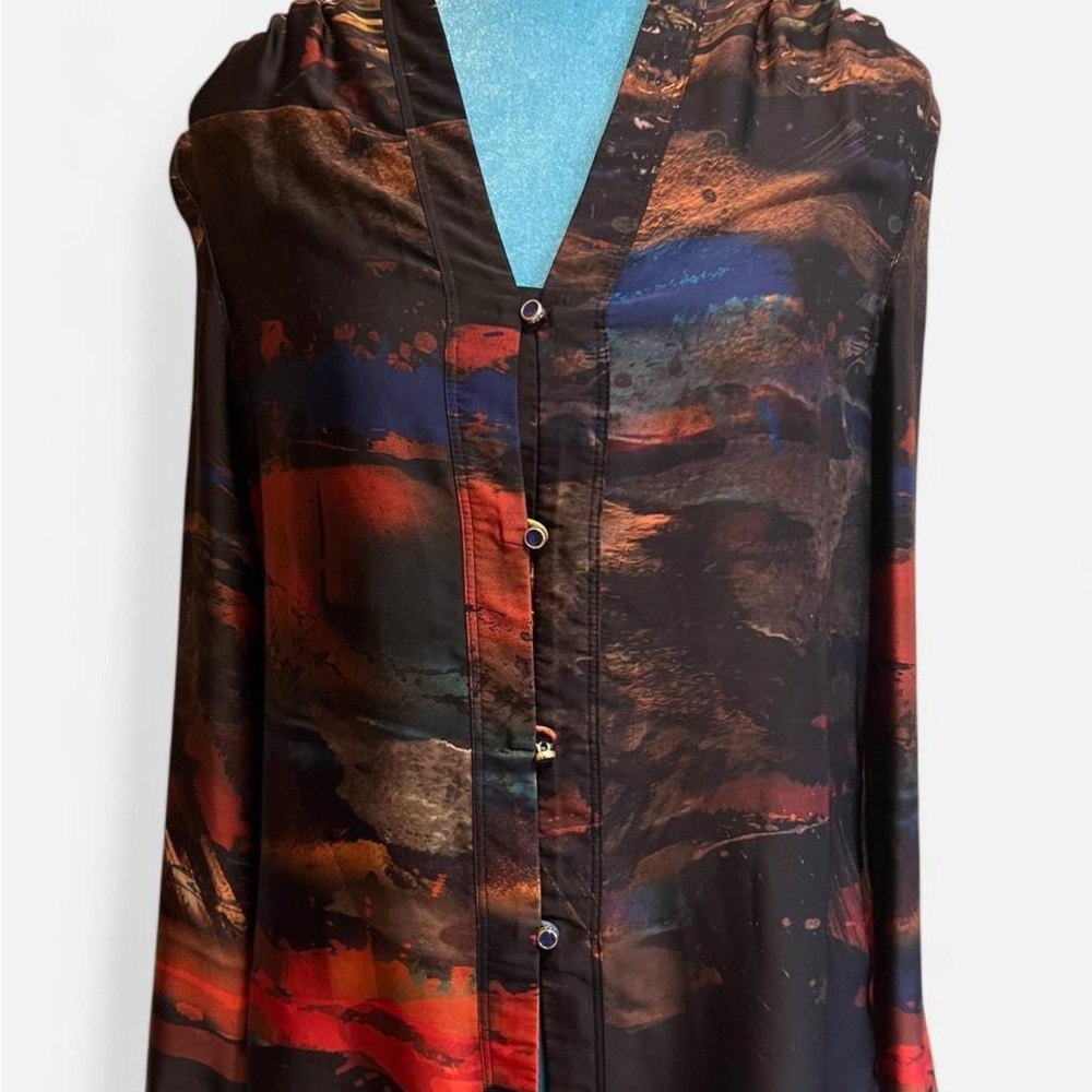 Vintage Ted Baker Painters‎ Print Button up long sleeve blouse